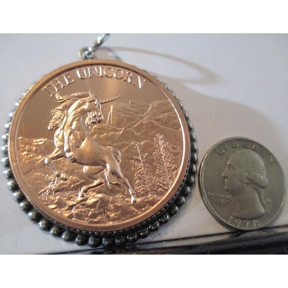 THE UNICORN – 1 AVDP Ounce – Copper – 39MM-Coin/Pendant-high relief - Picture 4 of 8